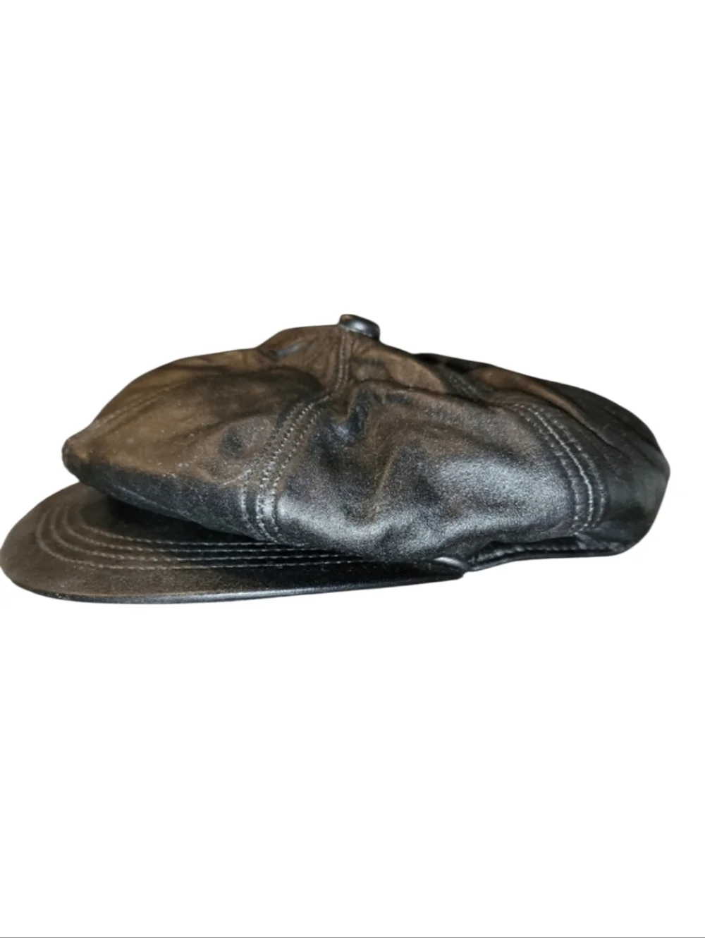 Genuine Leather Black Driving Cap Newsboy Hat 57mm (US Size 7 1/8) Med